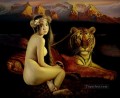 Tiger and Mountains Chinese Girl Nude